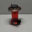 Solar Hummingbird Feeder for Outdoors Hanging Glass 21 Ounce with 5 Bee Guard Feeding Ports and Ant Moat, Leak-Proof, Red