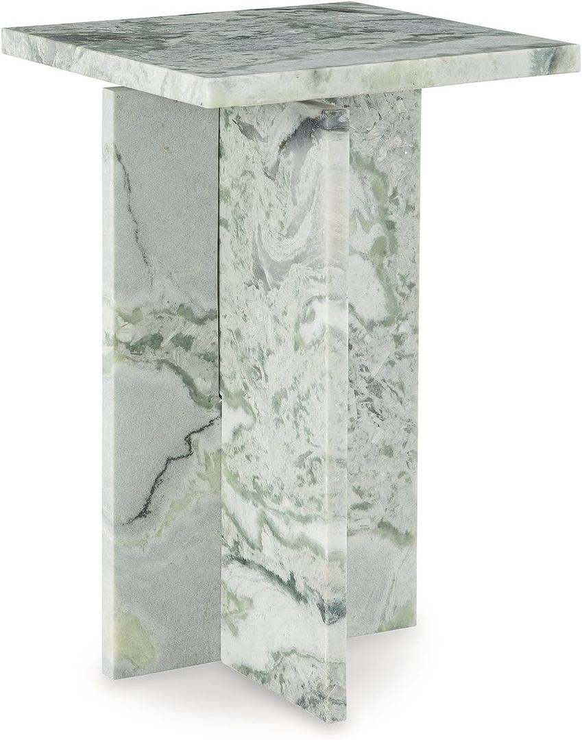 Signature Design by Ashley Deaconwell Contemporary Marble Accent Table, White & Light Green