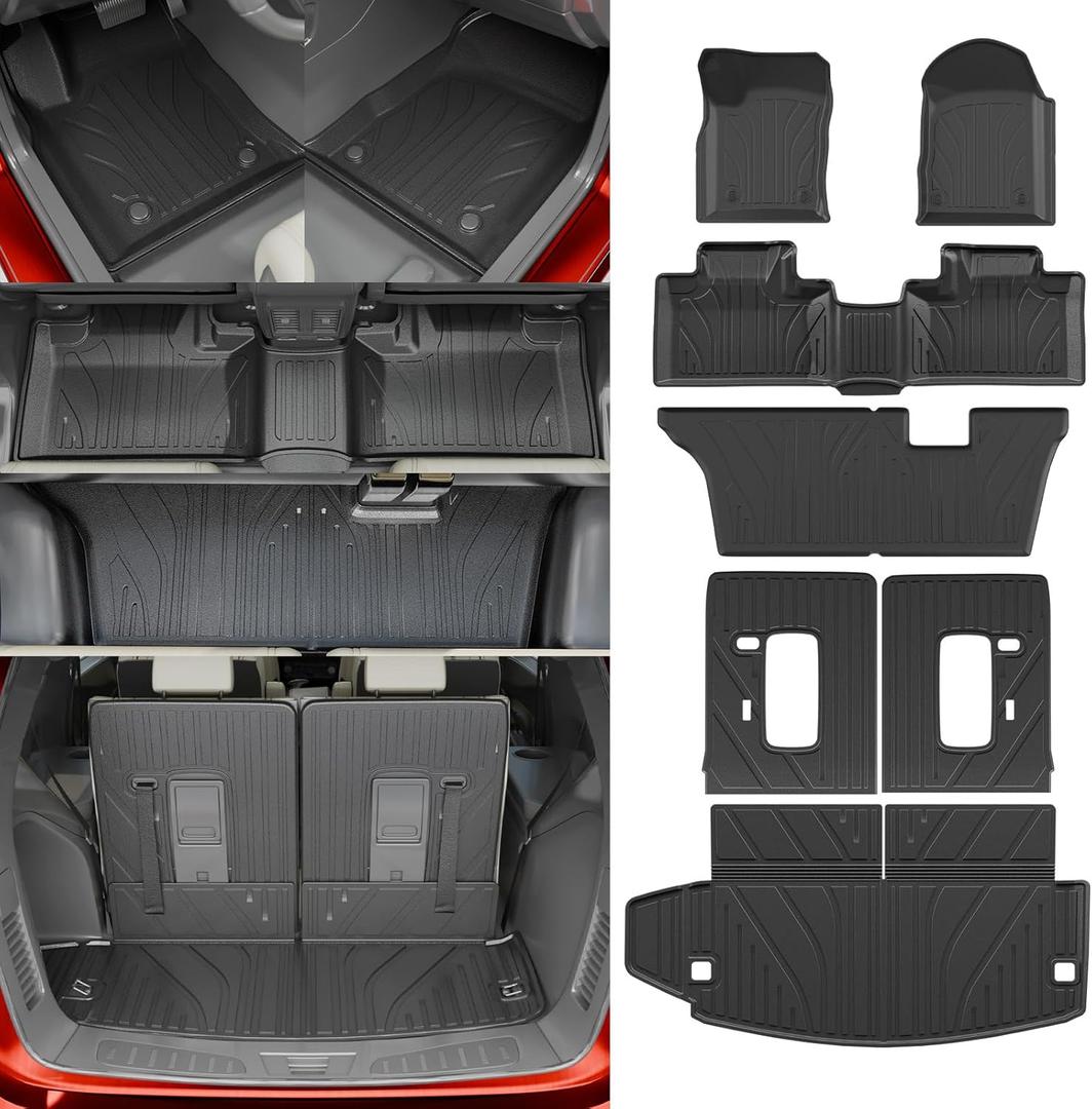 Floor Mats Compatible with 2016-2024 2025 Dodge Durango 7-Seater Trunk Mat Cargo Liner All Weather Back Seat Cover 2024 Durango Accessories (Trunk Mat+3rd Row Backrest Mats+Floor Mats)
