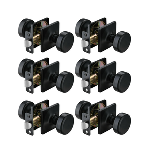5 Pack Black Door Knobs with Square Rosette,Pismo Passage Door Knob for Hall & Closet,Non-Locking Interior Door Knobs