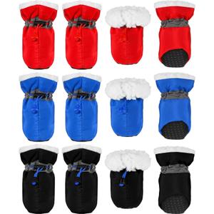 Weewooday 12 Pcs Dog Boots Adjustable Drawstring Puppy Boot Waterproof Anti Slip Dog Paw Protector Breathable with Soft Sole for Small Puppy(Size 6)