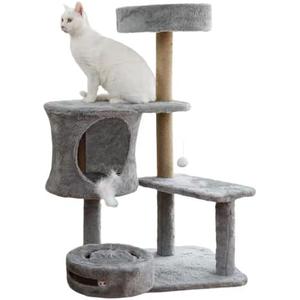 Cat Tree Cat Tower with Apartment Multi-Storey Cat House, Cat Scraping Hoop Column, Ladder, Platform and Indoor Cat Furniture Pet House for Kitten Dark Grey Furniture for Kitten Adult Cat