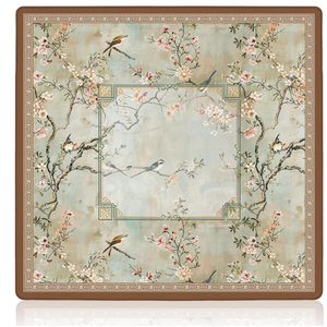 Vintage Chinoiserie Cherry Blossom Mahjong Mat 31.5 x 31.5 in, Cottagecore Botanical Floral Bird Anti Slip and Noise Reduction Game Table Cover for Mahjong Dominoes Card Board Tile Games