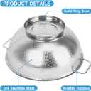 Colander for Kitchen, 3QT, Stainless Steel Colander Strainer with Handle for Fruits Vegetables Cooking Food, Dishwasher Safe