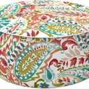 LVTXIII Inflatable Stool Ottoman Footrest with Handle, Decorative Fade-Resistant Foot Stool, Indoor or Outdoor Pouf for Home Patio Garden and Camping Use, D21 x W 21 x H9, Warm Paisley