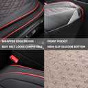 EifBrisa Car Seat Cover Front PU Leather Seat Covers, 2Pcs Universal Bottom Seat Covers for Cars, Anti-Slip, Storage Bags,Full Wrapping Edge Fits 95% of Vehicles(1 Pair, Red Grid)