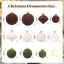 Ouddy Party 30PCS Velvet Christmas Ball Ornaments Set, Flocked Neutral Shatterproof Plastic Assorted Christmas Decorations, Large Hanging Balls Ornaments for Xmas Tree Wreath Home Party Holiday Decor