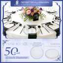 Showgeous 50 Pack Clear Plastic Charger Plates,Gold Rim,13 Inch Round