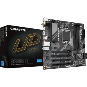 GIGABYTE B760M C (LGA 1700/ Intel/ B760/ Micro ATX/ DDR5/ M.2/ PCIe 4.0/ USB 3.2 Gen 2 Type-C/Realtek Wi-Fi 1GbE LAN/Q-Flash Plus/PCIe EZ-Latch/Motherboard)