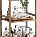 HITNET Bamboo Book Shelf, Tall Narrow Bookcase, Bathroom Shelving Unit 5 Tier Floor Standing Adjustable Bookshelf for Small Spaces, Walnut, 17.72 Inches X 12.4 Inches X 55.9 Inches