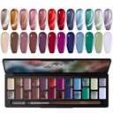 ABAC Solid Cat Eye Gel Nail Polish Palette,Hema-Free 24 Colors Pink Red Green Shimmer Cat Eye Gel Polish,Creme Gel Manicure Palette with Brush and Magnet Soak Off LED Gift for Women (Royal Enamel)