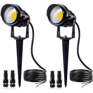 SUNVIE 12W Low Voltage Landscape Lighting LED Landscape Lights 3000K Waterproof Garden Pathway Lights 12V Outdoor Spotlights with Spike Stand, 2 Pack with Connectors