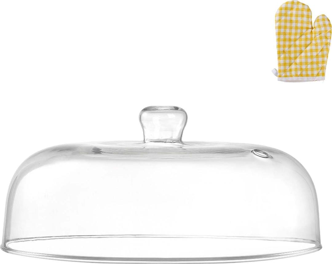 12 inch Large Glass Microwave Splatter Cover for Food,5 inch Tall BPA-Free Non Toxic Non Plastic Microwave Lid Guard