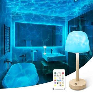 Waterproof Shower Lamp for Inside Shower, Rechargeable Bathroom Lamp with Remote & Touch Control, Cordless Shower Light with 16 Color Changeable, LED Ocean Wave Projector Light for Bathroom/Bathtub
