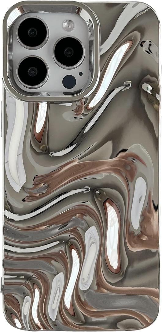 Caseative for iPhone 16 Pro Max Case,Water Ripple Pattern Wave Phone Case (Silver)