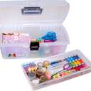 ArtBin 6966AB 16 in. Lift-Out Tray Box, Portable Art & Craft Organizer with Handle and Tray, Clear