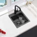 VCCUCINE Gunmetal Black Bar Sink Drop in, 13x15 Inch Topmount RV Small Kitchen Sink, Handmade Stainless Steel Wet Bar Sink, Outdoor Single Bowl Prep Sink with Dish Grid & Drain