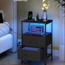 SONGMICS BELLAH Collection - Nightstand with Charging Station and App-Controlled Adjustable LED Lights, Bed Side Table, 2 Drawer and 1 Open Shelf, Bedroom, Ink Black and Ebony Black ULGS302BH01S, 11.8" X 15.6" X 23.8"