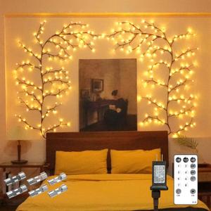 Artificial Plant Flower Tree Willow Vine Lamp, Enchanted Willow Vine with Lights, 144 LED 7.5 feet, for Various Holiday Anniversaries, Wall, Bedroom, Living Room Home Decor