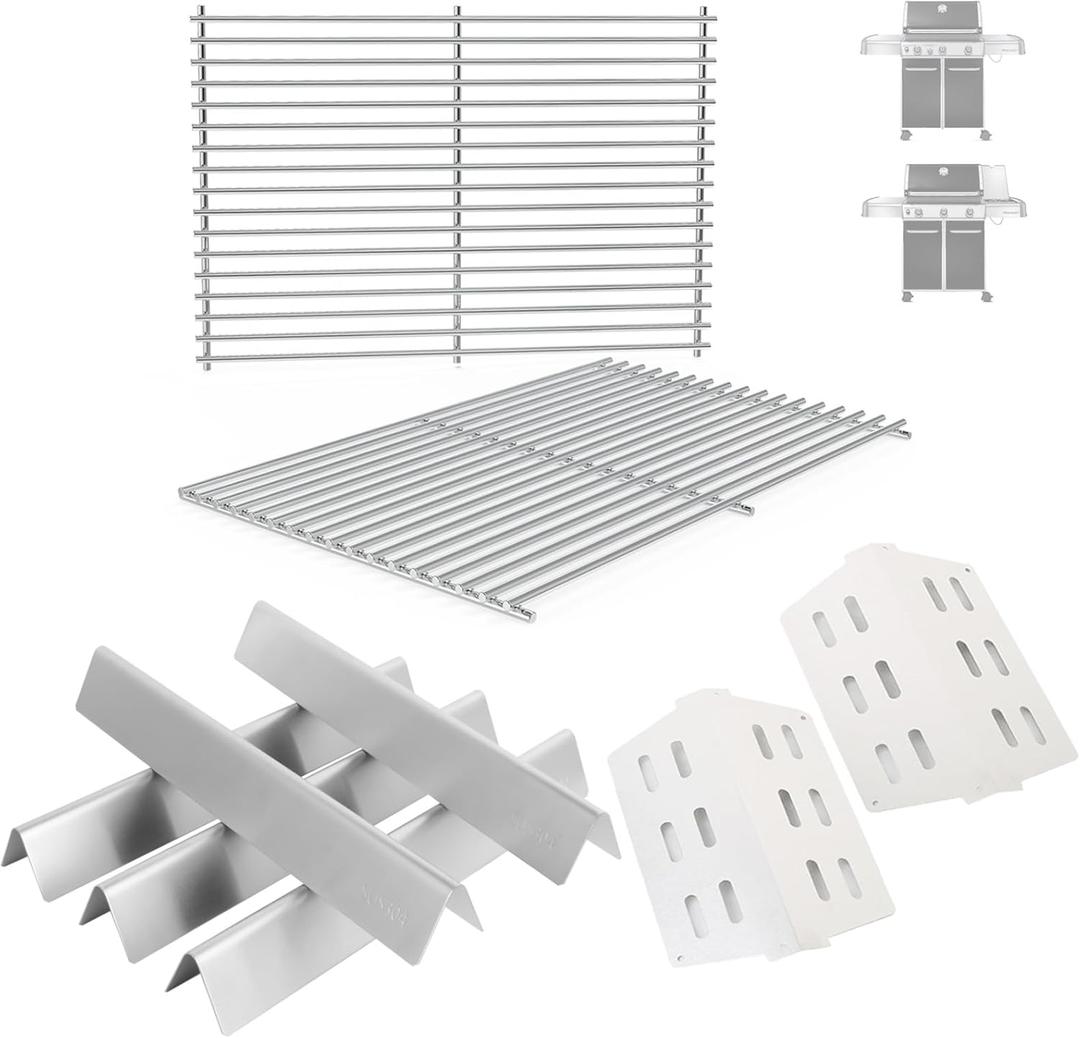 Grill Parts for Weber Genesis 300 Series w/Front Control, 7621 Flavorizer Bars 7528 Grill Grate Replacement Parts for Weber Genesis 300 E/S/EP 310 320 330 for Weber Genesis 300 Accessories