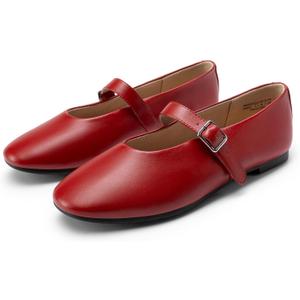 DREAM PAIRS Women's Ballet Mary Jane Flats Dress Round Toe Comfortable Casual Slip On Buckle Strap Flat Shoes (9.5, Red)