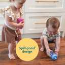 The First Years Squeeze & Sip Toddler Straw Cups - Squeezable Transition Sippy Cup with Silicone Straw - Toddler Feeding Supplies - Yellow/Pink/Orange - 7 Oz - 3 Count - Ages 6 Months and Up
