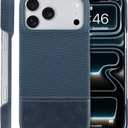 SOKAD Leather Case for iPhone 17 Pro Max Compatible with Magsafe, Vintage Elegant Design for Men Women, Thin Slim Half-Wrap Anti-Slip Protective Phone Case for iPhone 17 Pro Max 6.9", Blue