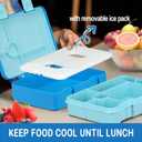 Kids Bento Lunch Box with Ice Pack, 5 Compartments Leak-Proof Bento Box with Utensils, 5.5-Cup Capacity for Adults & Ages 8+, BPA Free, Microwave & Dishwasher Safe, Blue