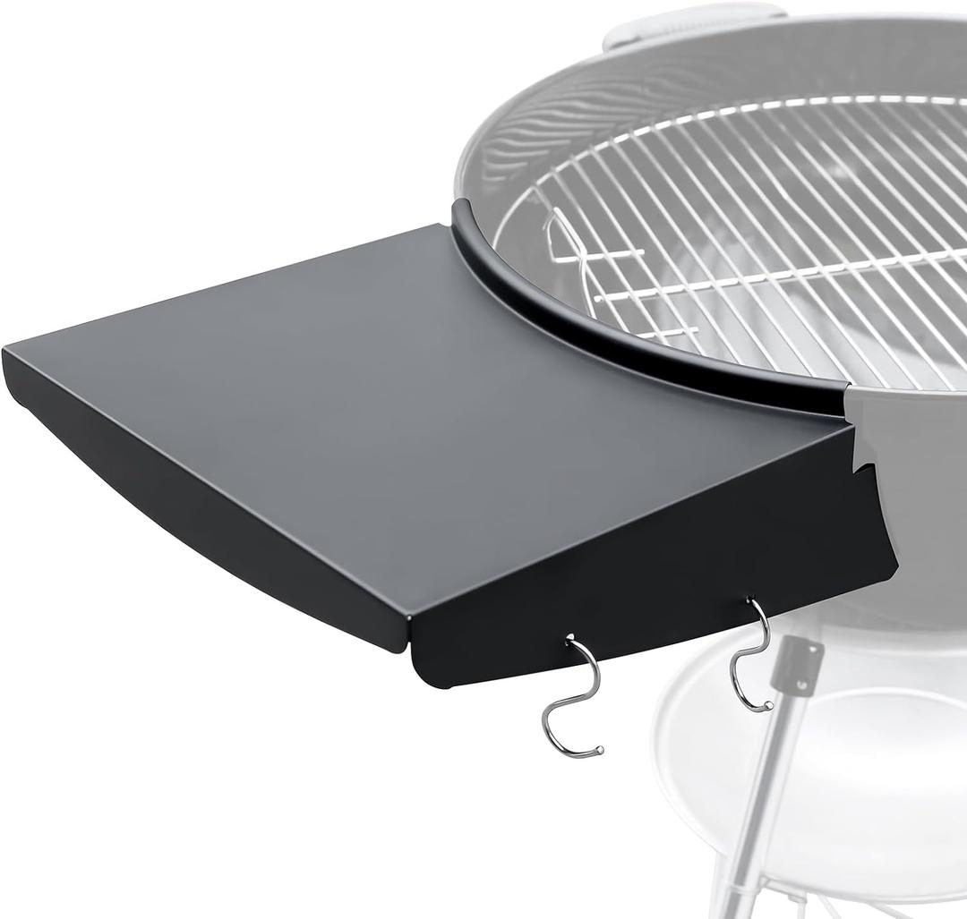 QuliMetal Grill Table Shelf for Weber Kettle Grills 22 Inch, Side Table Shelf Replaces Weber Master Touch & Original Charcoal Grill, Grill Accessories for Weber Kettle, Outdoor Steel BBQ Table Shelf