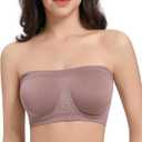 Lemorosy Women's Invisible Seamless Non-Padded Underwire Bandeau Multiway T-Shirt Bra (Medium, Mocha)