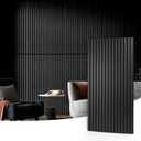 Art3d 2 Wood Slat Acoustic Panels for Wall and Ceiling - 3D Fluted Sound Absorbing Panel with Wood Finish - Matte Black