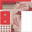 20 Set Christmas Money Holders for Cash Gift Cards Poinsettia Xmas Money Holder Merry Christmas cash Gift Holder with Envelopes Sticker for Holiday(Festive)