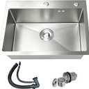 Drop In Kitchen Sink 28x18 Inch Inch, Stainless Steel Top Mount Kitchen Sink with Brushed Finish, 16 Gauge Single Bowl Workstation Sink, Drop In Kitchen Sink for Modern Kitchen, 28"x18"x8"