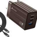 USB C Fast Charging Block65W GaN Fast Charger 3-PortAcoucou Adapter Type C Wall Chargers with Cable, for iPhone 17,16,15, iPad, MacBook, Galaxy S25, S24, S23, Tablet (Bronze)