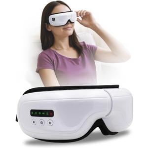 Eye Massager with Heat & Compression, 5 Massage Modes, Bluetooth Music, Foldable Massager for Eye Strain Relief, Relaxation & Better Sleep, Heated Eye Mask, Migraine Relief Device, Gifts for Women/Men