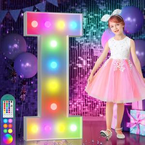 imprsv 4FT Colorful Marquee Letters I, 18 Colors Large Light up Letters Alphabet Sign with Remote, Large Marry Me Sign, Birthday Party Decorations Anniversary Wedding Decoration