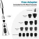 Hibbent Kitchen Faucet Head Replacement, NSF/ANSI/CAN 61 & CUPC Certified, 3 Function Pull Down Faucet Spray Nozzle - 15 Adapters Compatible with Moen, American Standard, Delta, Kohler - Chrome