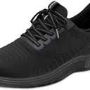 Orthofeet Women's Orthopedic Knit Kita Hands-Free Sneakers (8.5 Wide, All Black)