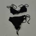 RELLECIGA Women's Wavy Bikini Set (Large, Black)