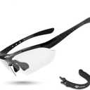 ROCKBROS Photochromic Sports Sunglasses Mens Pickleball Glasses Cycling Glasses MTB Sunglasses, with Removable Elasctic Band (Black)