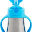Munchkin Cool Cat Sippy Cup with Straw for Toddlers, Stainless Steel Straw Cup, 8 Ounce, Blue