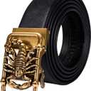 Dubulle Designer Ratchet Belt for Men Leather Fashion Adjustable Automatic Buckle Sliding Removable Dress Casual