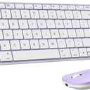 seenda Bluetooth Keyboard and Mouse Combo for Mac, SKM64-2 Rechargeable Slim Wireless Keyboard Mouse Compact, 3 Multi-Device Connection, Compatible for Mac, MacBook Pro/Air, iPad, White Purple