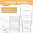 100 Pack Dessert Cups with Lids and Spoons 5 oz Mini Plastic Dessert Cups for Party Yogurt Parfait Jello Fruit Appetizer Cocktail Small Clear Reusable Square Dessert Bowls Shot Glasses