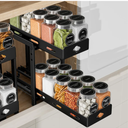 BOIVSHI Pull Out Spice Rack Organizer, 2Tier Vertical Spice Rack, Height Adjustable for Kitchen Cabinet (5.3''Wx10.8''Dx9.2''H, Metal Black)