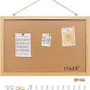 Cork Bulletin Board, 17x23 Inches Hanging Cork Board Wooden Framed with Pins for Wall, Dorm Room, Office, Home Decor  Natural Cork & Black Frame (Crude)