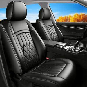 Fit Terrain Car Seat Covers for GMC Terrain 2010-2025 2026 - Waterproof Breathable Leather Automotive Seat Cushions Protector,Airbag Compatible,Full Set 5 Seats(Black)