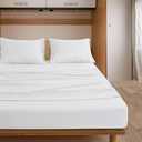 PLUSHY COMFORT Luxury Queen Size Sleeper Sofa Bed Sheet Set,100% Egyptian Cotton, 600 Thread Count Fabric,White Plain Color, Size (23x40 +8 Inch Deep Pocket),Queen Flat Sheet, 2 Pillow Case