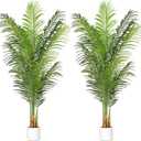 Artificial Palm Tree for Home Decor Indoor 6Ft Large Tall Fake Plants Faux Tropical Areca Palm Silk Floor Plant in Pot Living Room Office Garden Decoration Housewarming Gift (2, 6 Feet)