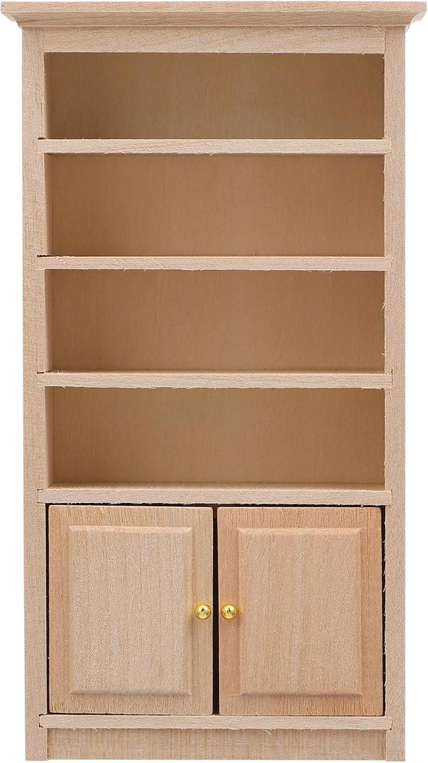 Toyvian Mini Wooden Drawer Cabinet, 1: 12 Dollhouse Decoration Bookshelf with Wood Drawer Tiny Bookcase TV Cabinet Model Storage Shelves Dollhouse Furniture Accessories